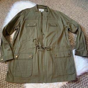 Linea by Louis Dell' Olio Safari/Anorak Jacket with Embroidered Eyelet LG